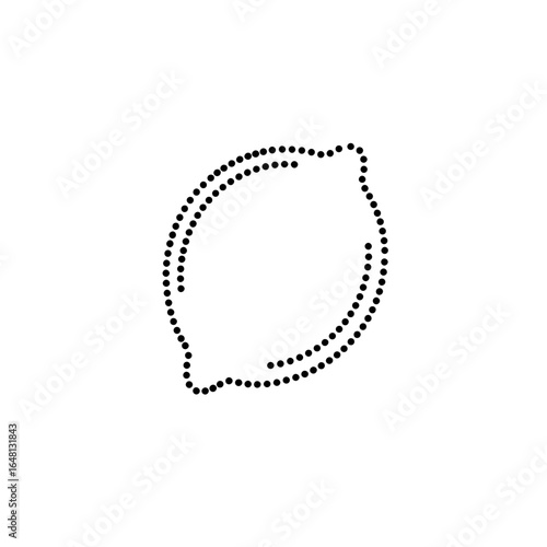 Dotted outline lemon icon design in black on a transparent background, symbolizing freshness and health, concept of food, restaurant, and wellness industries