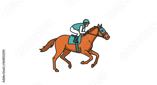 Horse racing A vibrant illustration of a jockey guiding a thoroughbred at full speed