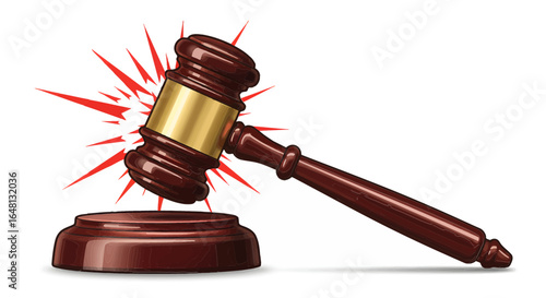 Judicial Hammer Icon with Impact Effect for Legal and Courtroom Concepts