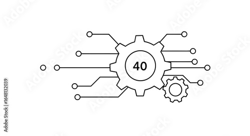 Industry 4.0 Technology Gear System with Circuit Integration Illustration