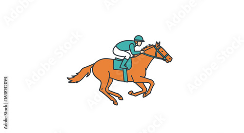 Horse Racing Illustration A Dynamic Cartoon Depicting a Jockey and His Stead in Action
