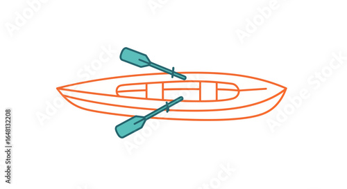 Minimalist Kayak Illustration with Paddles, Boating Adventure Icon Graphic