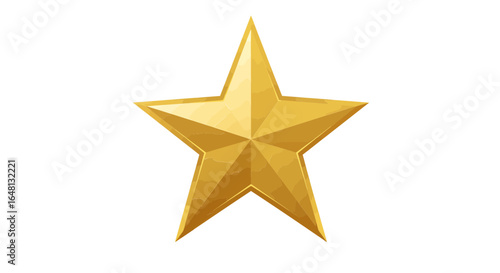 Bright Gold Star Icon Isolated on a Crisp White Background, Ideal for Highlighting Quality and Success.