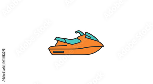 Dynamic water scooter vector illustration for extreme sports and travel. A fast, modern personal watercraft graphic isolated on white.
