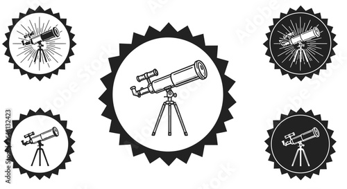 Telescope Icons Set Astronomical Exploration and Scientific Discovery