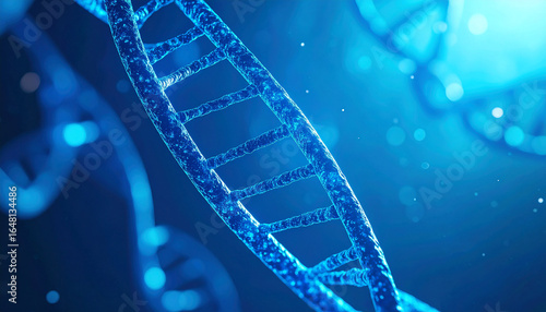 Wallpaper Mural DNA Helix: A stunning representation of a DNA helix, glowing with an ethereal blue light, conveying the complexity of life, emphasizing the fundamental code of existence and the wonders of science. Torontodigital.ca