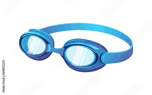 Vibrant Blue Swim Goggles for Aquatic Sports and Recreational Swimming Isolated on White Background Ready for Summer Fun