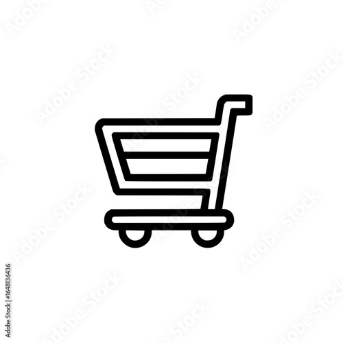 Simple shopping cart icon representing retail and e commerce purchases for online stores and markets