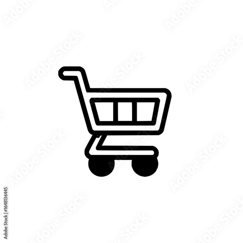 Shopping cart icon representing retail and commerce for online shopping and purchasing needs with ease