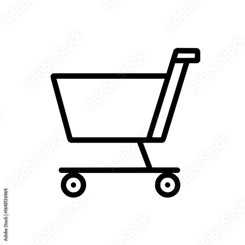 Shopping cart icon representing retail purchase and online store with simple line drawing style vector design
