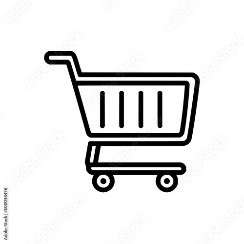 Simple shopping cart icon representing retail purchase and online store with sleek design for web use cases