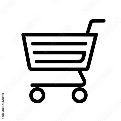 Simple shopping cart icon representing retail and ecommerce purchases with a clean line drawing style