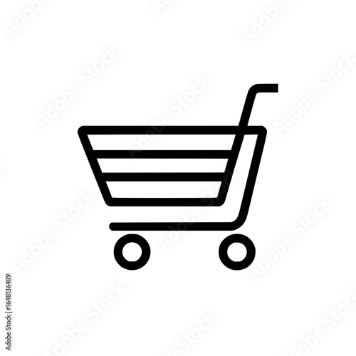 Simple shopping cart icon representing retail and e commerce for online purchasing and sales needs here now