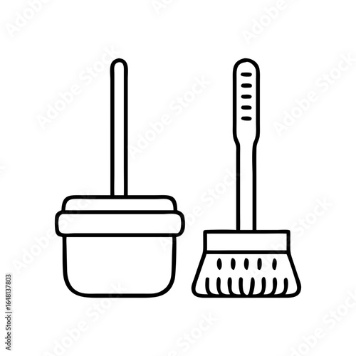 Vector icon of a toilet brush and holder in minimalist style