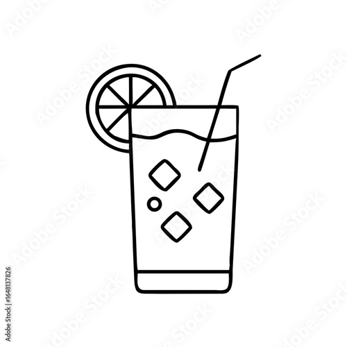 Tom Collins cocktail icon with ice and lemon slice