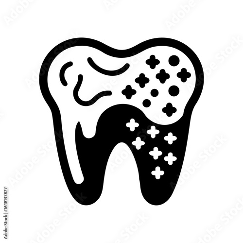 Tooth with plaque buildup icon illustrating dental health issue