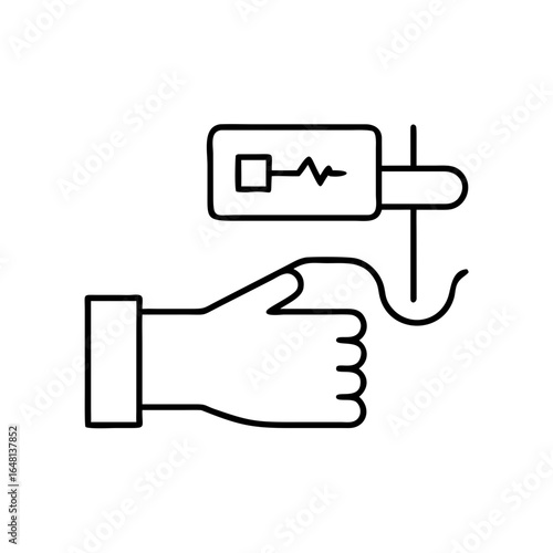 Vector icon of a tourniquet applied to an arm for medical use