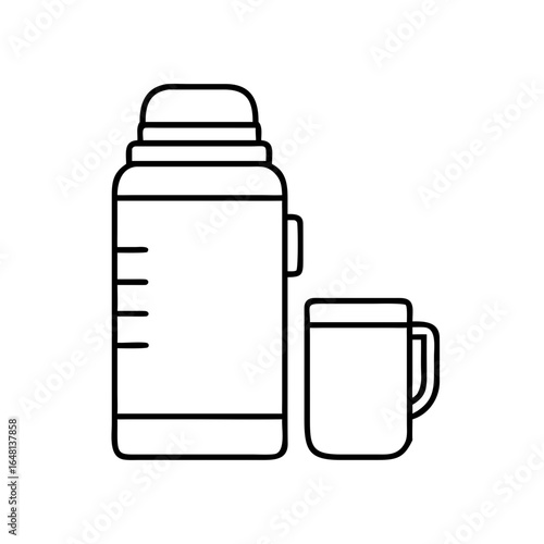 Vector icon of a thermos and mug for beverages