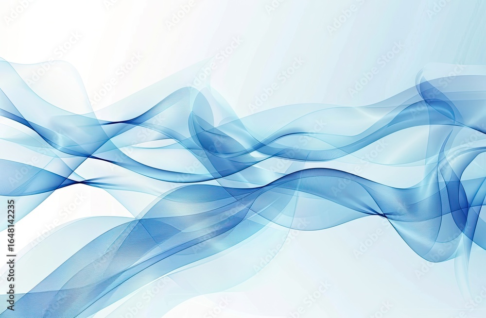 Fototapeta premium Abstract blue flowing waves, light background, design element