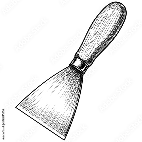 Putty knife with hand-drawn shading, hand-drawn style
