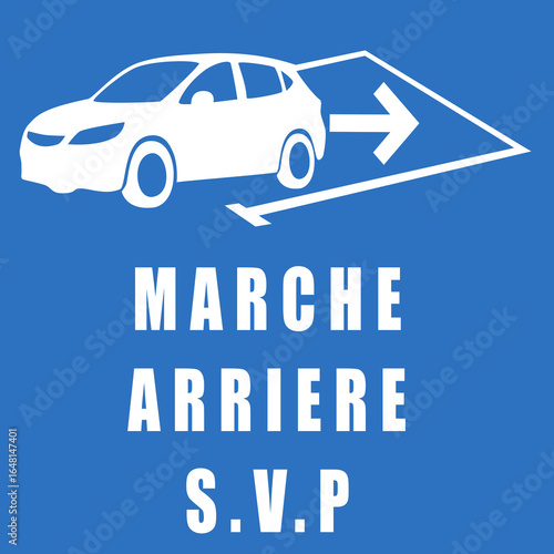 Panneau Stationnement en Marche Arrière ou Marche Arrière SVP, Signalisation pour la Sécurité et l'Organisation des Aires de Stationnement