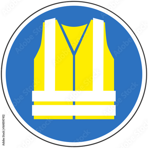 Panneau Port du Gilet Haute Visibilité Obligatoire, Signalisation Circulaire pour la Sécurité et la Visibilité des Usagers