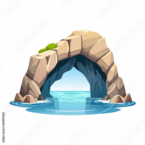 Underwater Cave Entrance Framed by Rugged Limestone Rocks