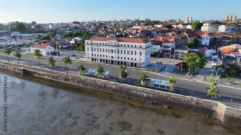 Obraz premium Train Station At Sao Luis In Maranhao Brazil. Highrise Buildings. Beautiful Cityscape. Train Station At Sao Luis In Maranhao Brazil. Railroad Station. Tourism Travel. Brazil Northeastern.