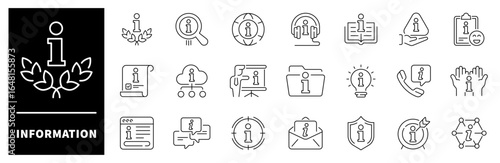 Information vector icons in line style. Information thin line icons set. Info outline icons