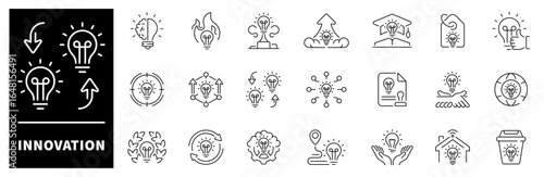 Innovation vector icons in line style. innovation icons set. Innovation related icons.