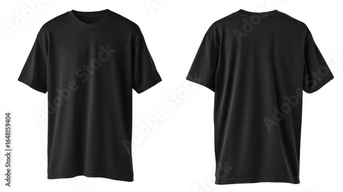 Stunning photo of blank black oversize t-shirt mockup front and back isolated on white background with clipping path.