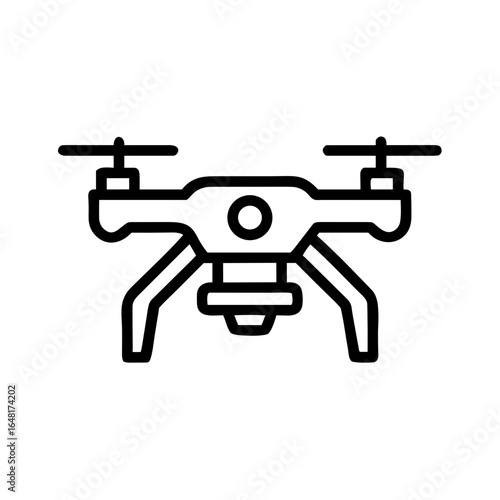 Air-Intake Drone Shape-Based Outline Icon, Blue Accent, Transparent Background