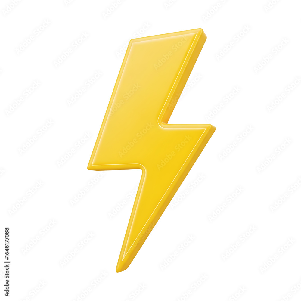 Bright yellow lightning bolt symbol isolated on transparent background Bright yellow lightning bolt symbol isolated on transparent background