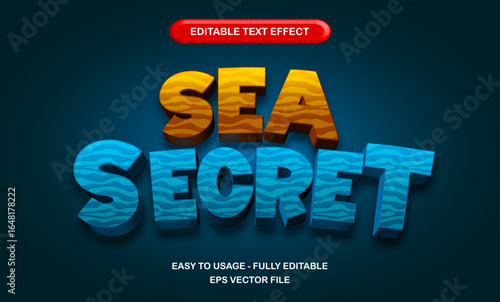 Sea secret text, ocean and sand editable 3d Text Effect with Wave Pattern