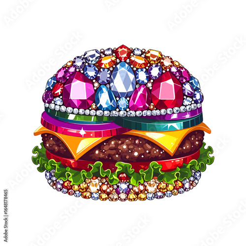 Gemstone Burger: A Colorful and Luxurious Food Illustration