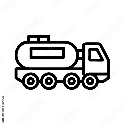 Armored Chassis Fuel Tanker Shape-Based Outline Icon, Monochrome, Transparent Background