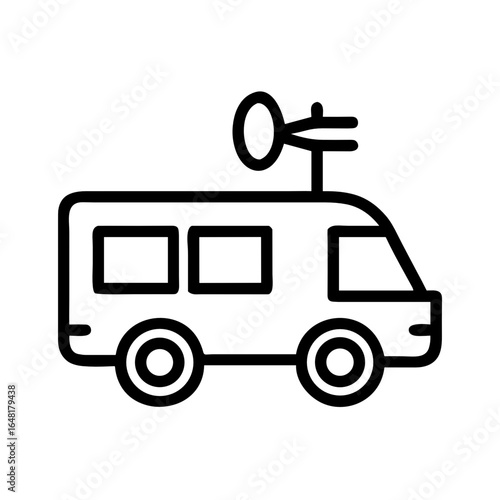 Communication Relay Vehicle Shape-Based Outline Icon, Monochrome, Transparent Background