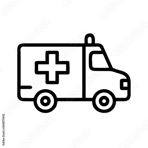 Combat Medical Evacuation Vehicle Shape-Based Outline Icon, Monochrome, Transparent Background