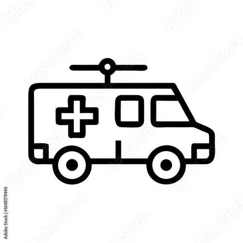 Combat Medical Evacuation Vehicle Shape-Based Outline Icon, Monochrome, Transparent Background