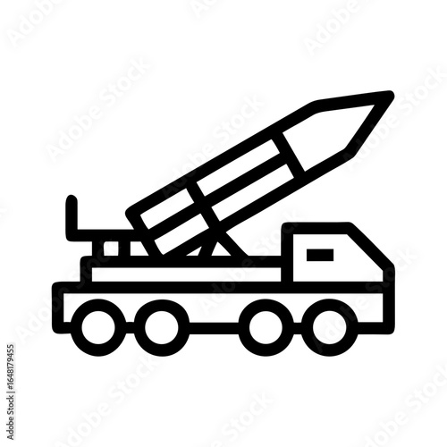 Rocket Launcher Platform Shape-Based Outline Icon, Monochrome, Transparent Background