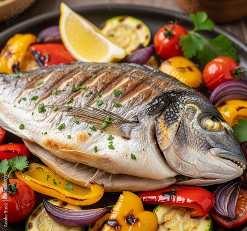 Delicious Whole Grilled Fish with Lemon and Rosemary Healthy Mediterranean Seafood Cuisine