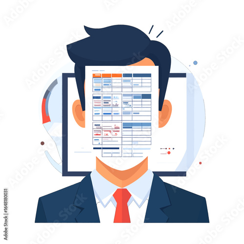 Business Person with Financial Report Covering Face