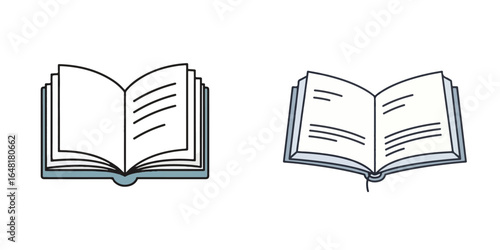 Open Book Illustrations: Line Art and Colored Vector Designs