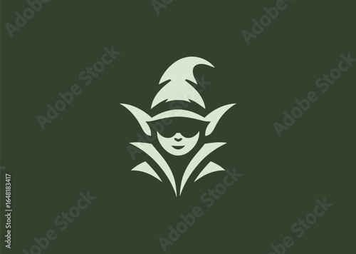 A unique minimalist goblin silhouette logo, delivering a touch of fantasy with sharp and clean edges.