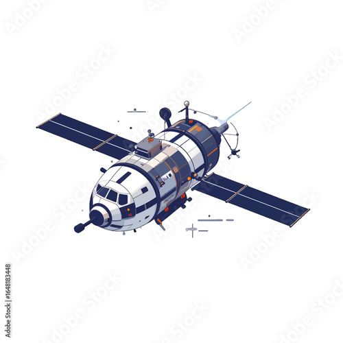 Detailed Isometric Illustration of a Space Station