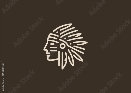 A respectful minimalist logo depicting a Native American face in clean line art style.