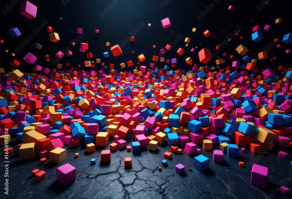Obraz premium Colorful cubes create a vibrant abstract scene.