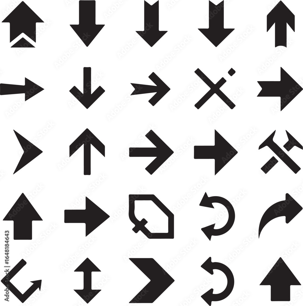 Black Arrow Icon Set: Vector Illustration of Direction Symbols Black Arrow Icon Set: Vector Illustration of Direction Symbols
