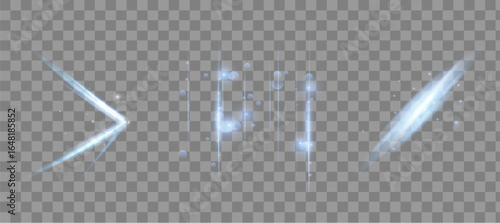 Dynamic Blue Light Effects Collection. Transparent PNG Sparkle And Glow Elements