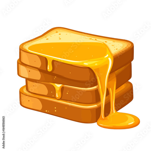 Stack of Bread Slices Drizzled with Honey